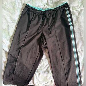Black Capris with Teal & White Stripe